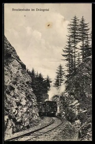 AK Bergbahn Brockenbahn im Drängetal