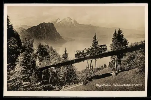 AK Rigi-Bahn auf der Schnurtobelbrücke