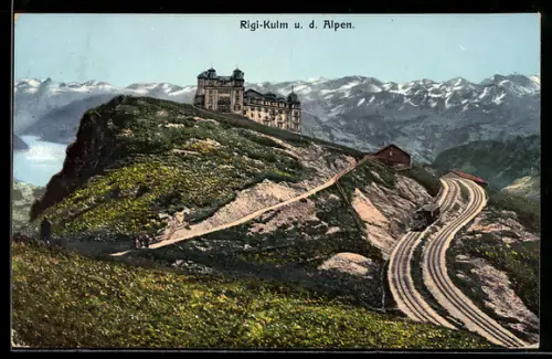 AK Rigi-Kulm, Bergbahn u. d. Alpen