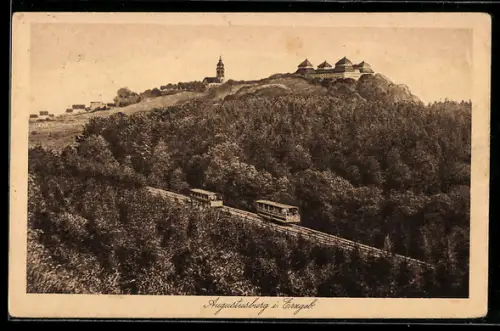 AK Augustusburg mit Bergbahn