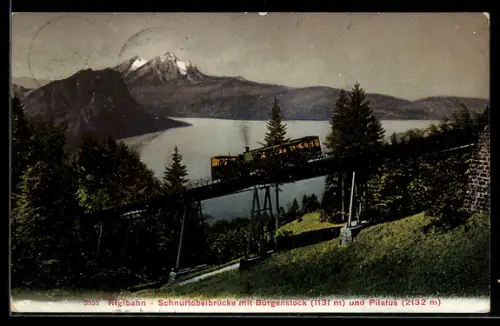 AK Rigibahn, Bergbahn auf der Schnurtobelbrücke, Pilatus