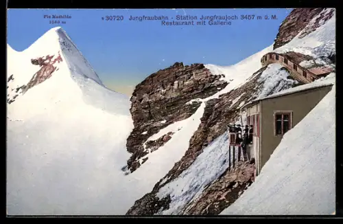 AK Jungfraubahn an der Station Jungfraujoch, Restaurant mit Galerie