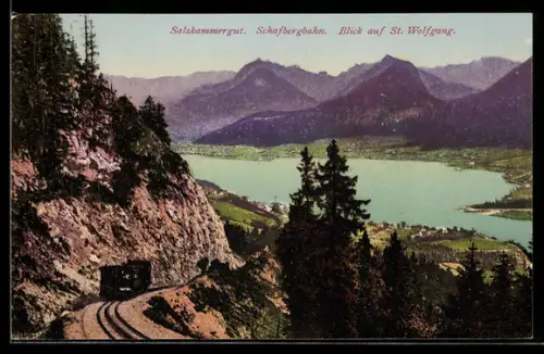 AK Schafbergbahn mit Blick auf St. Wolfgang
