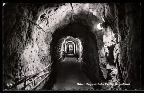 AK Zugspitze, Österr. Zugspitzbahn, Im Verbindungsstollen
