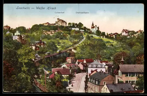 AK Dresden-Loschwitz, Drahtseilbahn mit Luisenhof