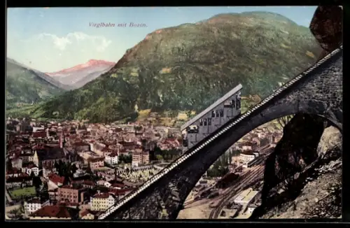 AK Bozen, Gesamtansicht mit Virglbahn