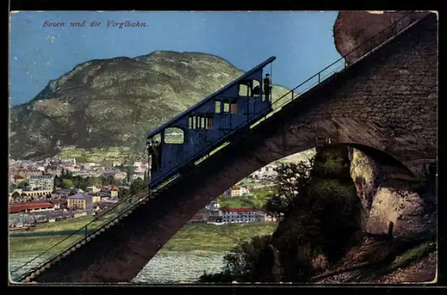 AK Bozen, Teilansicht mit Virglbahn