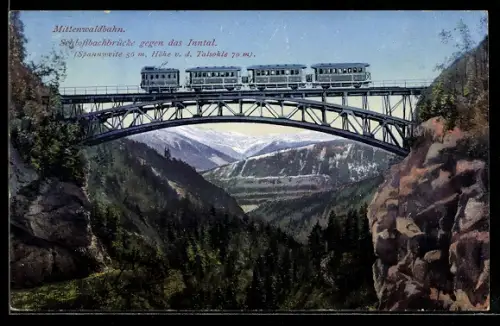 AK Mittenwaldbahn auf der Schlossbachbrücke im Inntal