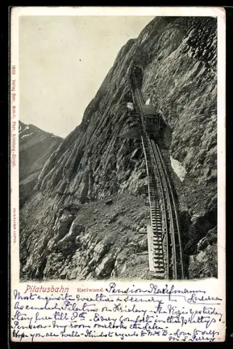 AK Pilatus-Bergbahn an der Eselwand beim Abstieg