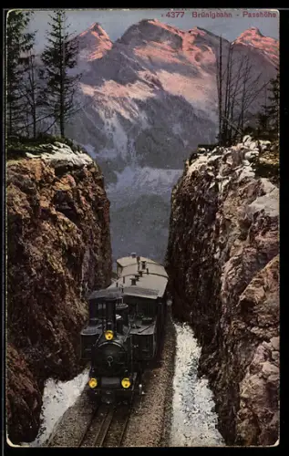 AK Brünigbahn auf der Passhöhe, Schweizer Eisenbahn