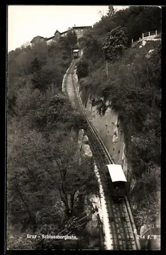 AK Graz, Schlosssbergbahn mit Station