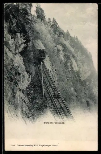 AK Niedwalden, Bürgenstockbahn in Fahrt