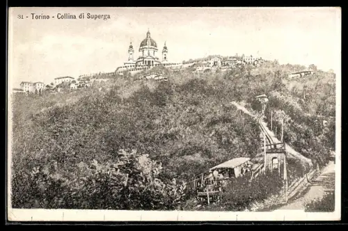 AK Torino, Collina di Superga, Panorama, Bergbahn