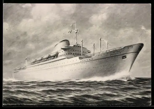 AK Passagierschiff M.N. Australia vom Lloyd Triestino Höchstgeschwindigkeit fahrend