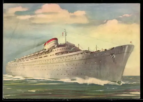 AK Passagierschiff M.N. Augustus der Società di Navigazione Genova bei voller Fahrt