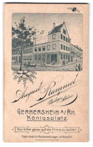 Fotografie August Rummel, Germersheim a. Rh., Ansicht Germersheim, Königsplatz, Strasseneck am Atelier