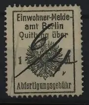 Reklamemarke Berlin, Einwohner-Meldeamt Quittung, Adler-Symbol
