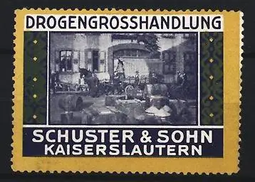 Reklamemarke Kaiserslautern, Drogengrosshandlung Schuster & Sohn, Warenlager