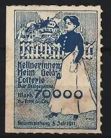 Reklamemarke Heilbronn, Geld-Lotterie 1911, Kellnerinnen-Heim