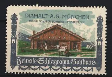 Reklamemarke München, Diamalt A.G. München, Feinste Schlagrahm-Bonbons