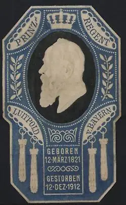 Reklamemarke Bayern, Prinzregent Luitpold, Krone und Wappen, 1821-1912