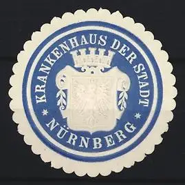 Reklamemarke Nürnberg, Krankenhaus der Stadt, Wappen mit Krone und Adler
