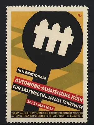 Reklamemarke Köln, Internationale Automobil-Ausstellung 1927 für Lastwagen und Spezialfahrzeuge
