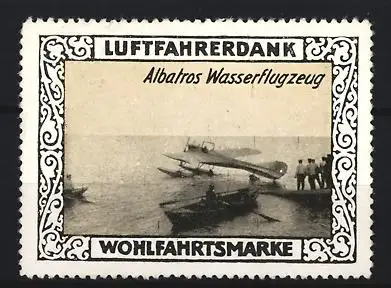 Reklamemarke Luftfahrerdank, Albatros Wasserflugzeug, Wasserflugzeug