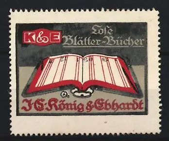 Reklamemarke J. C. König & Ebhardt, Lose Blätter-Bücher