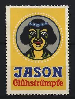 Reklamemarke Jason Glühstrümpfe, Frauengesicht