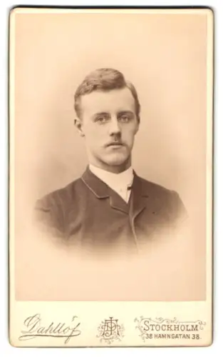 Fotografie Dahllöf, Stockholm, Hamngatan 38, Carl Alanquist im Jahr 1890