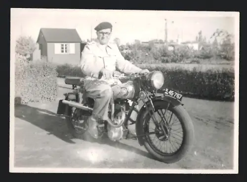 Fotografie Motorrad NSU - OSL, Kradfahrer & Kennzeichen K45-767