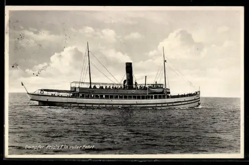 AK Passagierschiff Frisia I vom Dampferverkehr Norddeich-Norderney in voller Fahrt