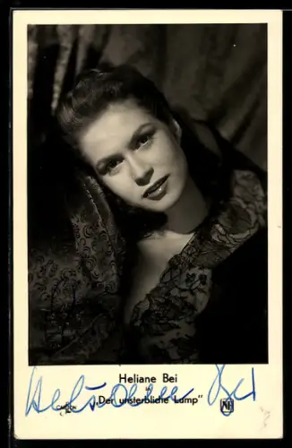 AK Schauspielerin Heliane Bei im Portrait, Autograph