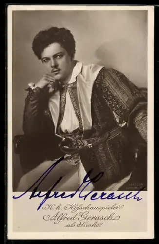 AK Schauspielerin Alfred Gerasch als Fiesko, Autograph
