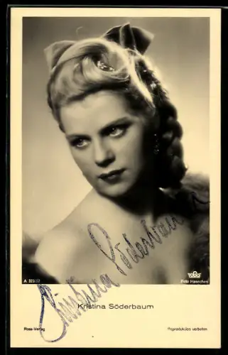 AK Schauspielerin Kristina Söderbaum, Porträt, Autograph