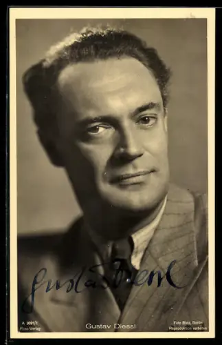 AK Porträtbild von Schauspieler Gustav Diessl, Autograph