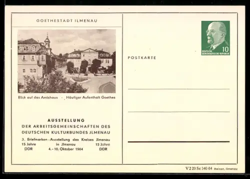AK Ilmenau, Goethestadt, Blick auf das Amtshaus, Ganzsache