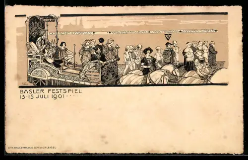 Lithographie Basel, Basler Festspiel 1901, Der Heinrichswagen