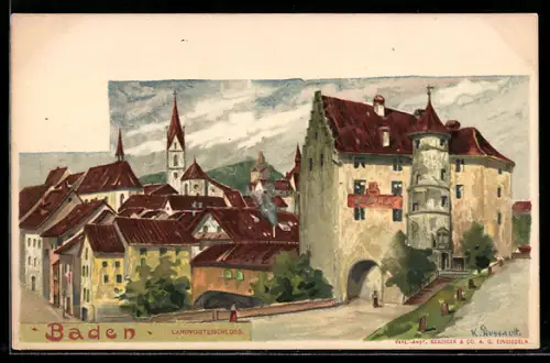Lithographie Baden, Landvogteischloss