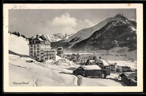 AK Davos-Dorf, Ortsansicht im Winter