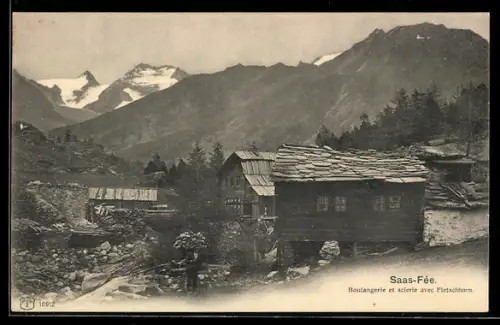 AK Saas-Fée, Boulangerie et scierie avec Fletschhorn