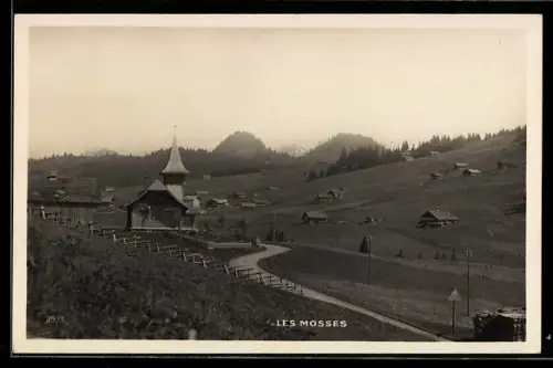 AK Les Mosses, Village avec église et chalets