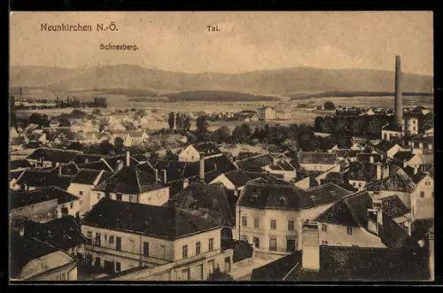 AK Neunkirchen /N.-Ö., Ortsansicht mit Tal, Schneeberg