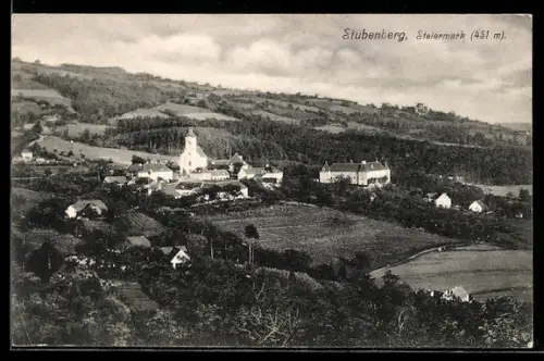 AK Stubenberg /Steiermark, Panorama mit Kirche aus der Vogelschau