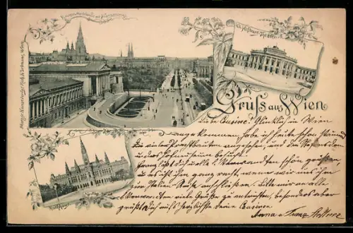 AK Wien, Rathaus, Hofburgtheater, Reichsrathsgebäude