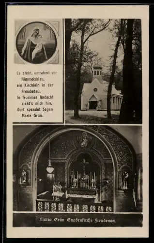 AK Wien, Freudenau, Maria Grün Gnadenkirche, Innen- und Aussenansichten