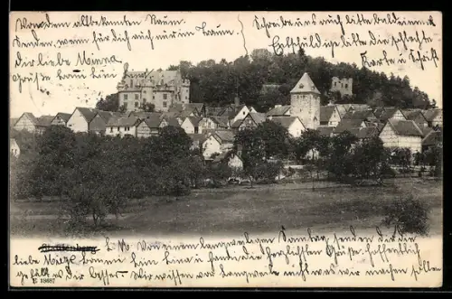 AK Staufenberg /Hessen, Ortsansicht, Schloss, Stadttor, Burgruine