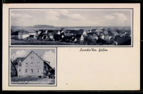 AK Lumda /Giessen, Ortsansicht, Gasthaus und Metzgerei von Otto Born