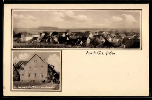 AK Lumda /Giessen, Ortsansicht, Gasthaus und Metzgerei von Otto Born